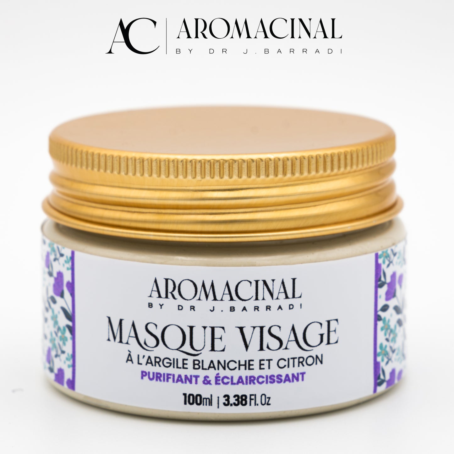 MASQUE ECLAIRCISSANT A l’ARGILE BLANCHE ET HUILE ESSENTIELLE DE CITRON 100g