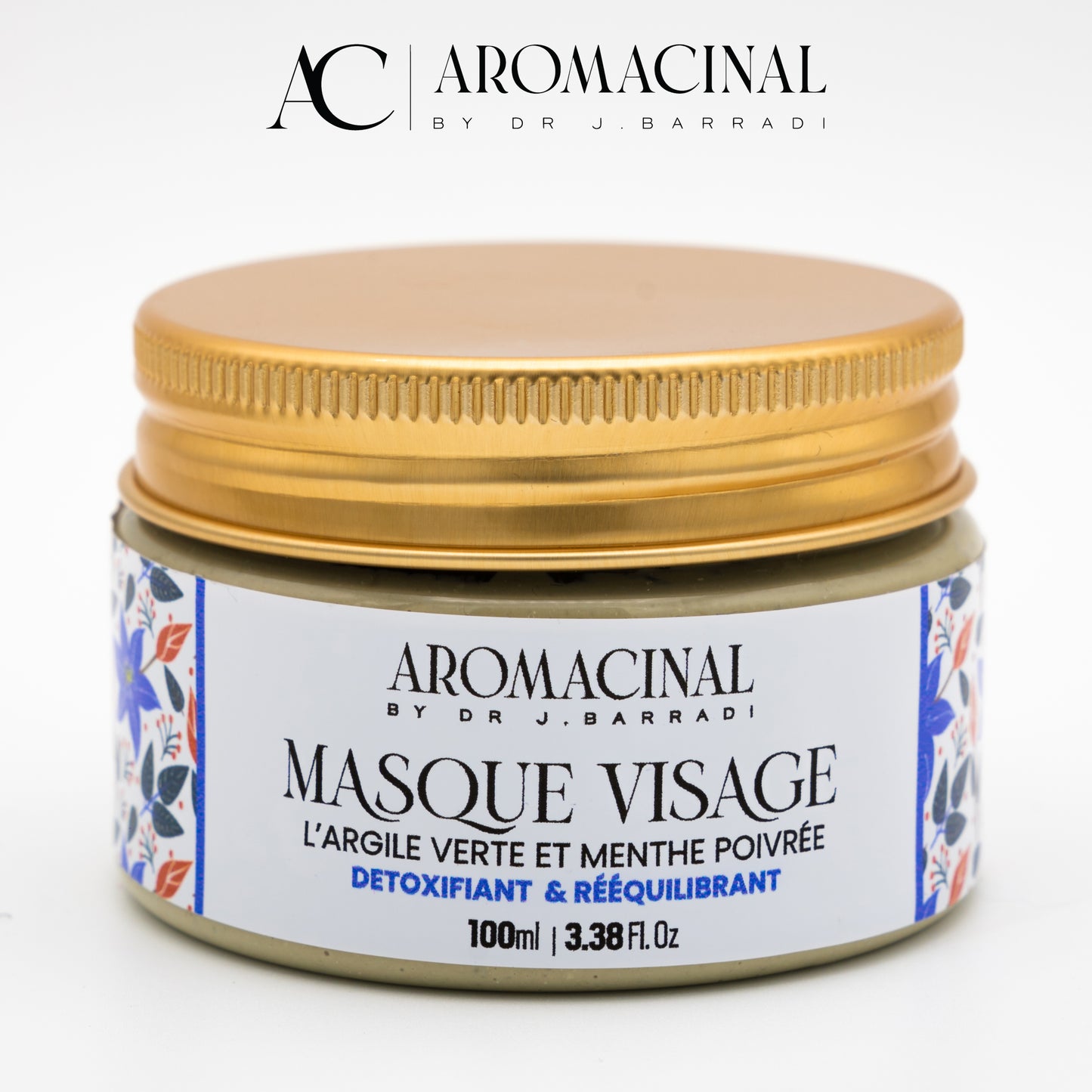 MASQUE ANTI-ACNE A L' ARGILE VERTE ET MENTHE POIVREE 100G